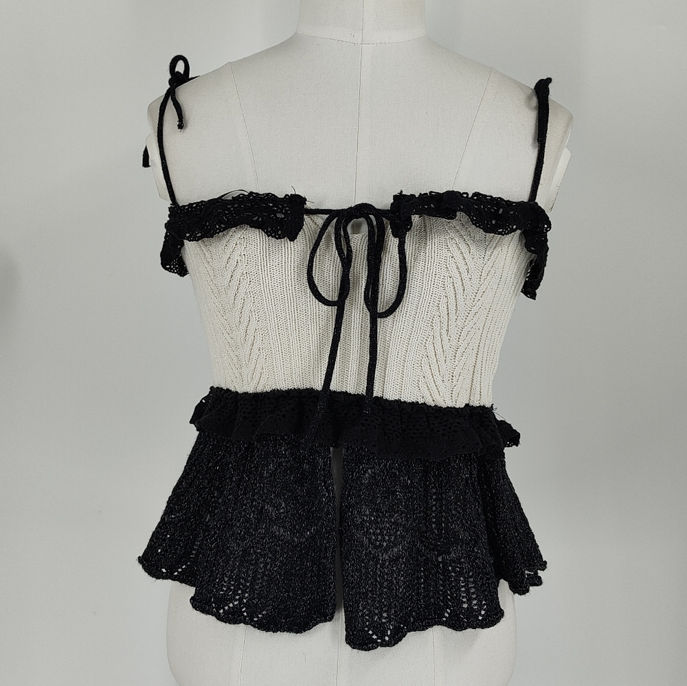 Zara Contrast Knit Baby Doll Tank